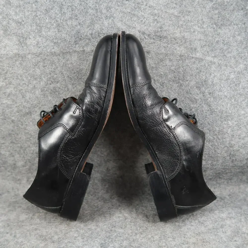 Pronto Uomo Dress Shoes Mens 8.5 Oxford Leather Derby Cap Toe Black Formal Italy
